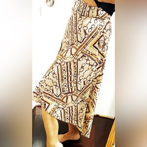 BIG SALE(4 for $20)- Robert Louis Beige and Brown Patterned Skirt